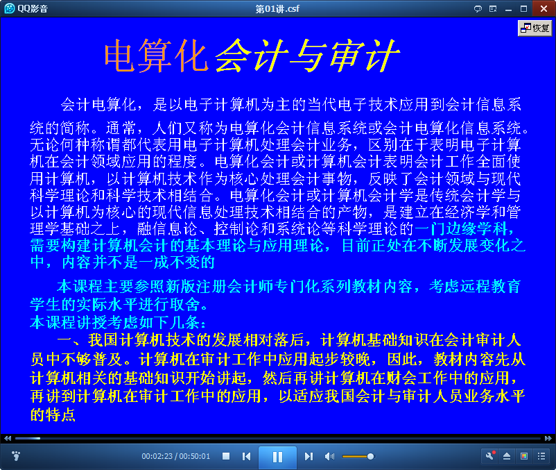 电算会计化与审计视频
