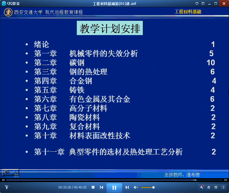 西安交通大学工程材料基础视频截图