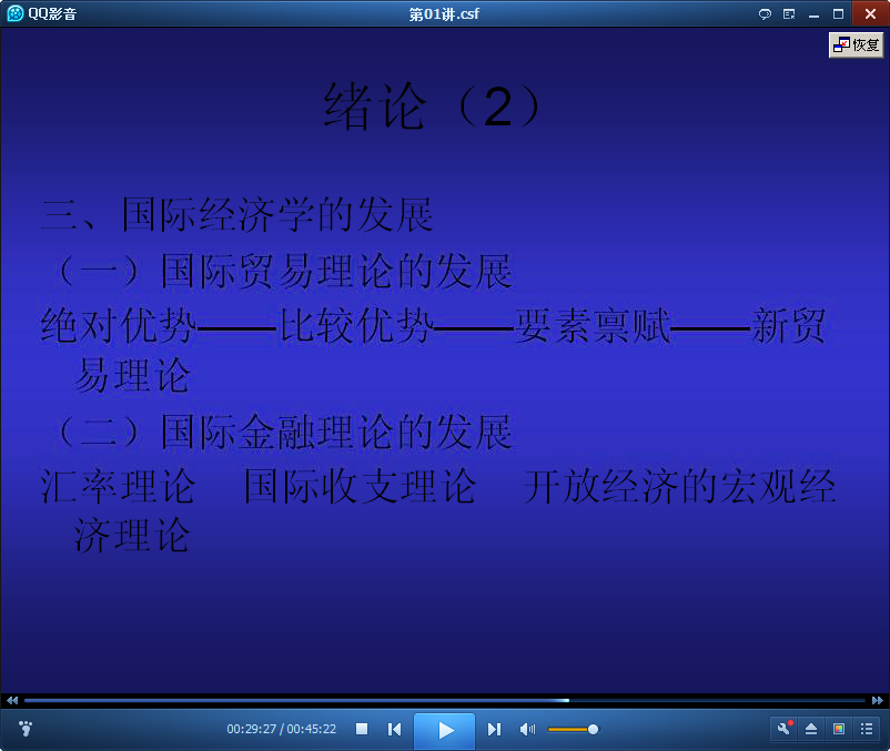 吉林大学国际经济学公开课